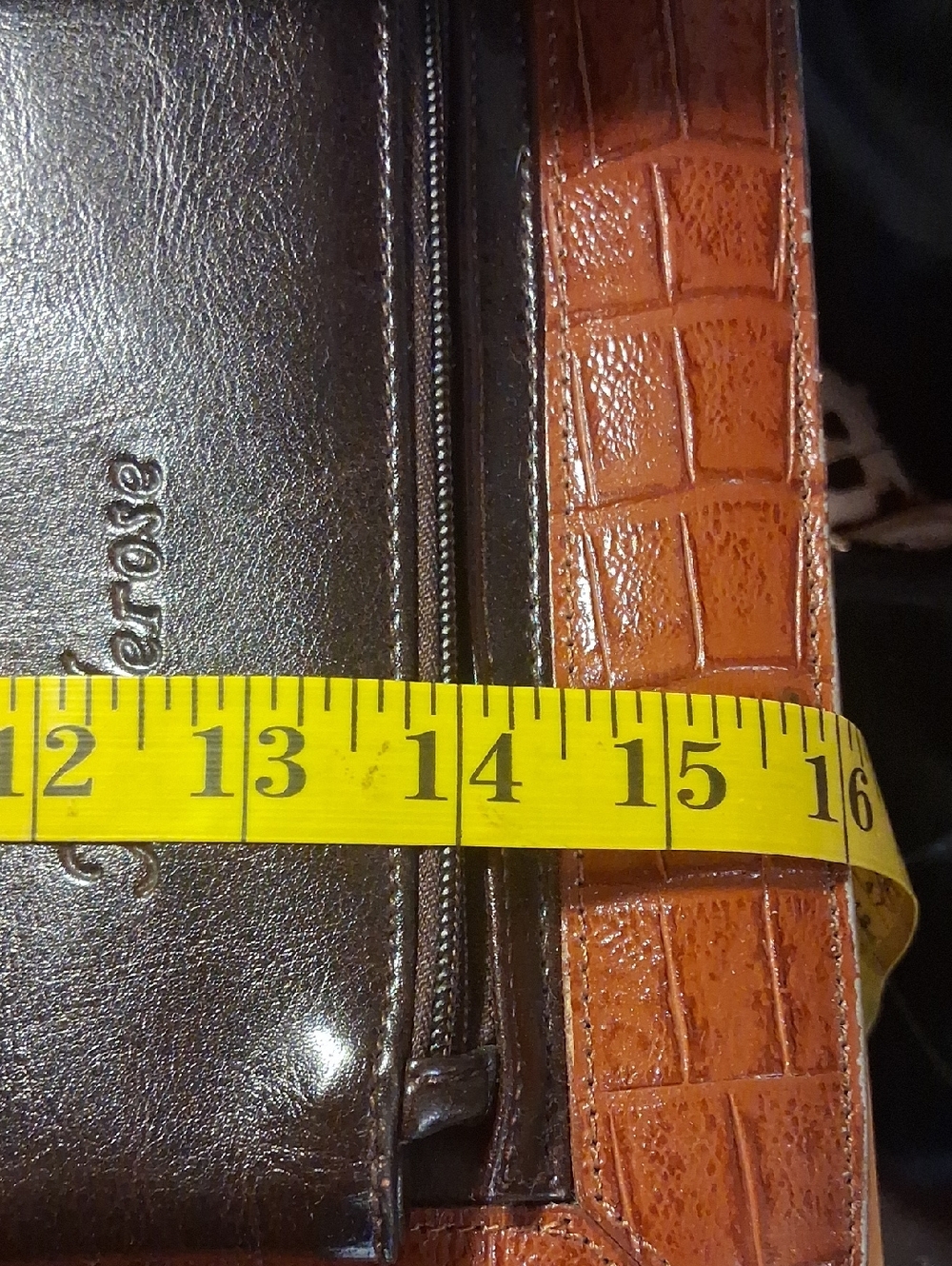 Bellerose Classic Two-Tone Brown Leather Briefcase - Women's Work Bag - Picture 13 of 15